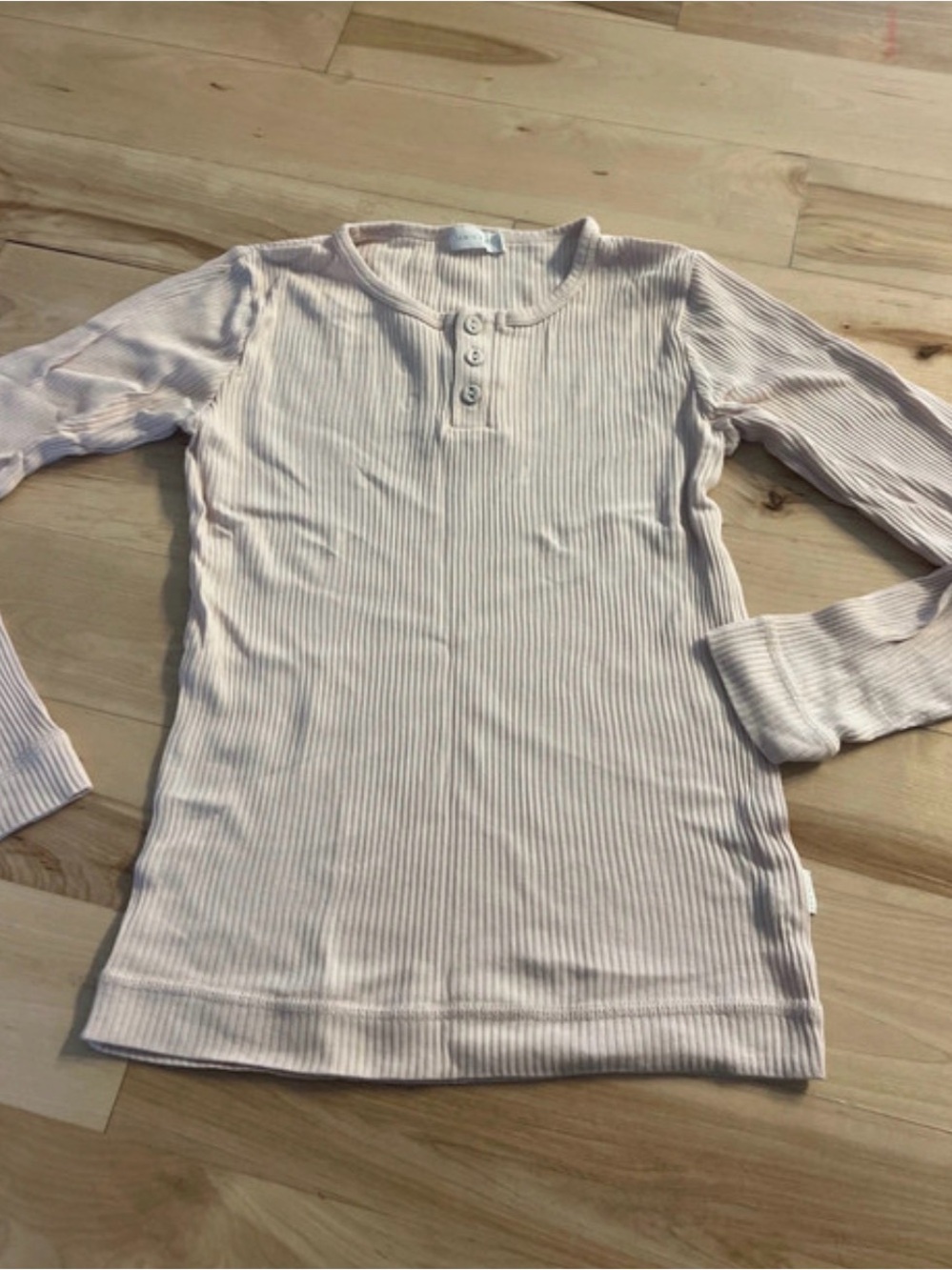 Jamie Kay Pale Pink Ribbed Henley Long-Sleeve Top